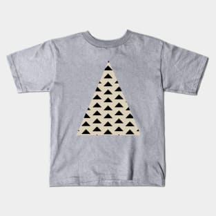 Black Triangle Pattern on Beige Kids T-Shirt